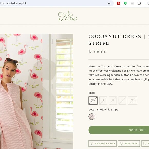 Tillie Cocoanut Dress Poplin Cotton in Shell Pink Stripe - Picture 11 of 11